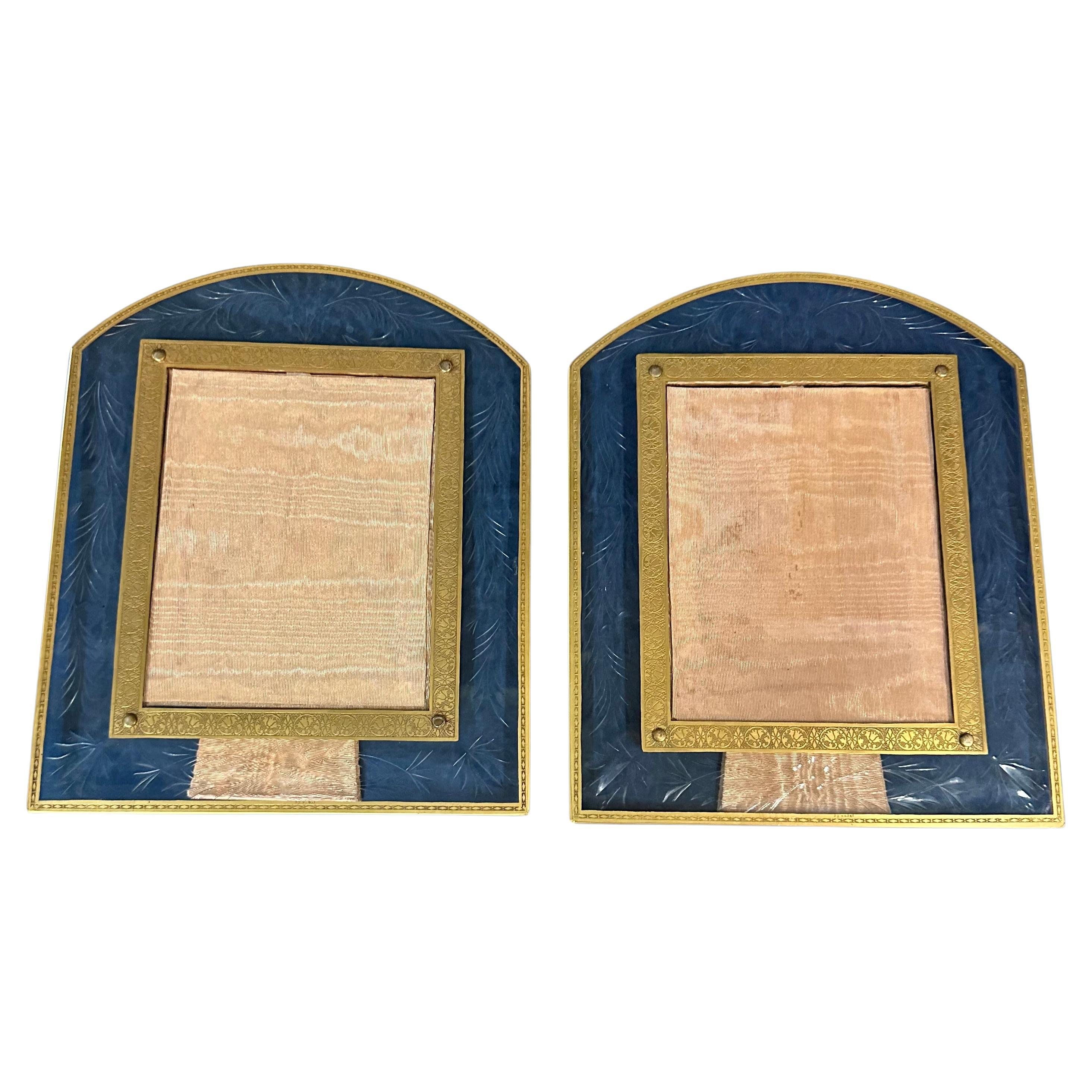 Outstanding Pair of French Crystal Photo Frames