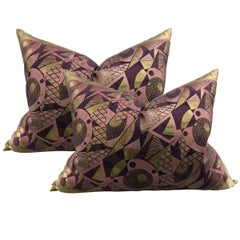 Outstanding Pair of Japanese Art Deco Pillows