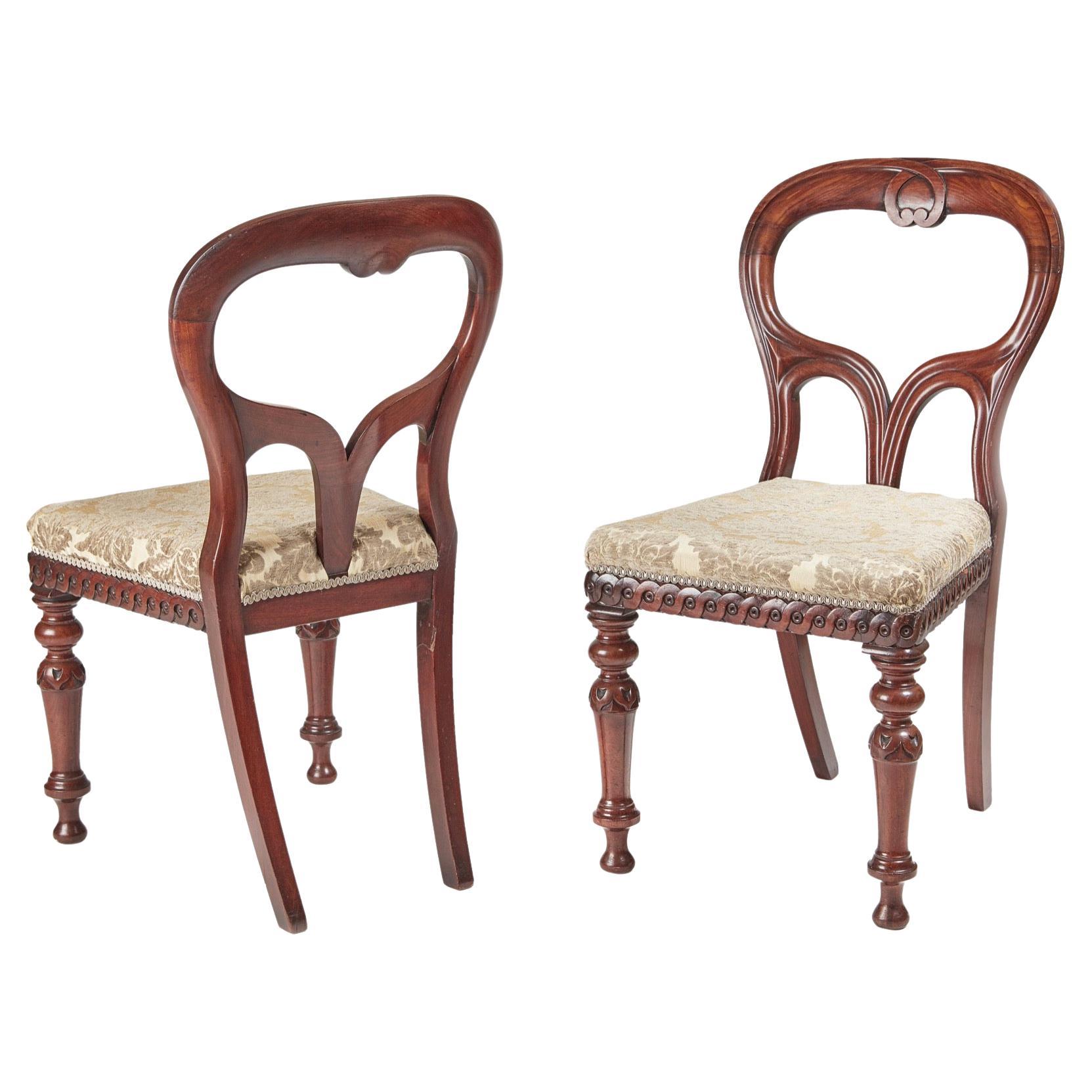 Outstanding Pair of Mahogany Balloon Back Side Chairs