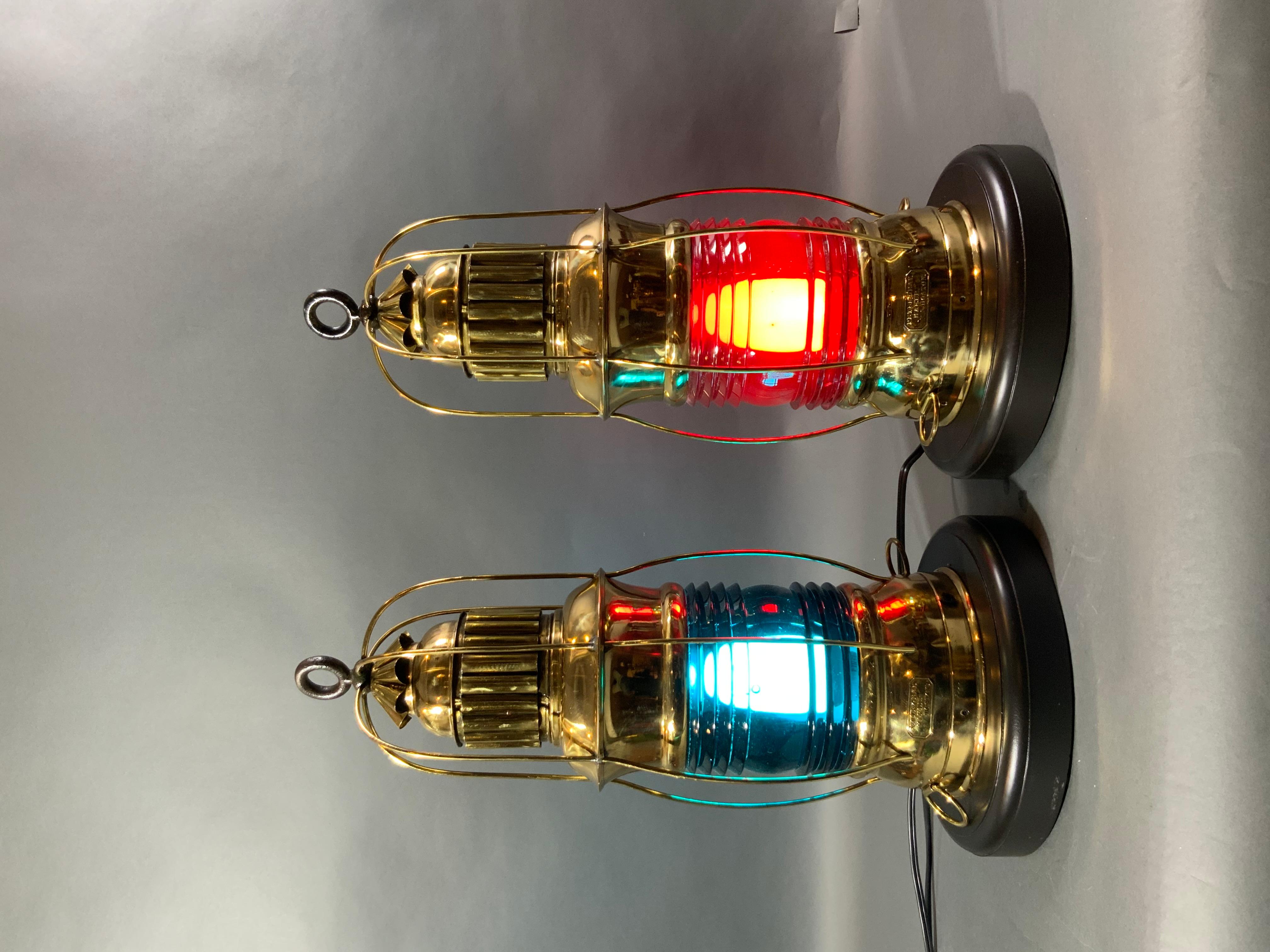 Polished Outstanding Pair of Marine Lanterns by Peter Gray of Boston For Sale