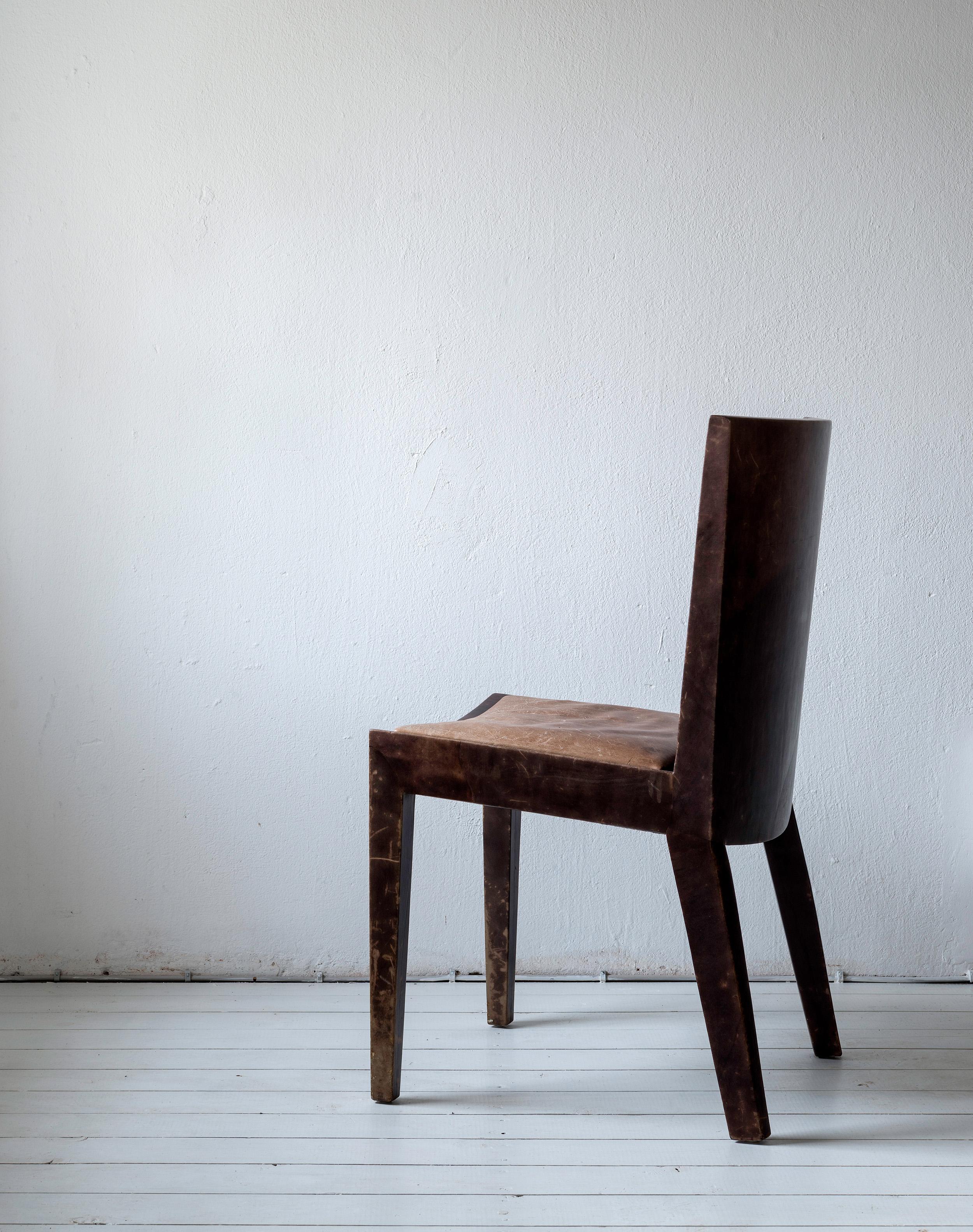 Chic Pair of Original Karl Springer JMF Chairs in Goatskin 4