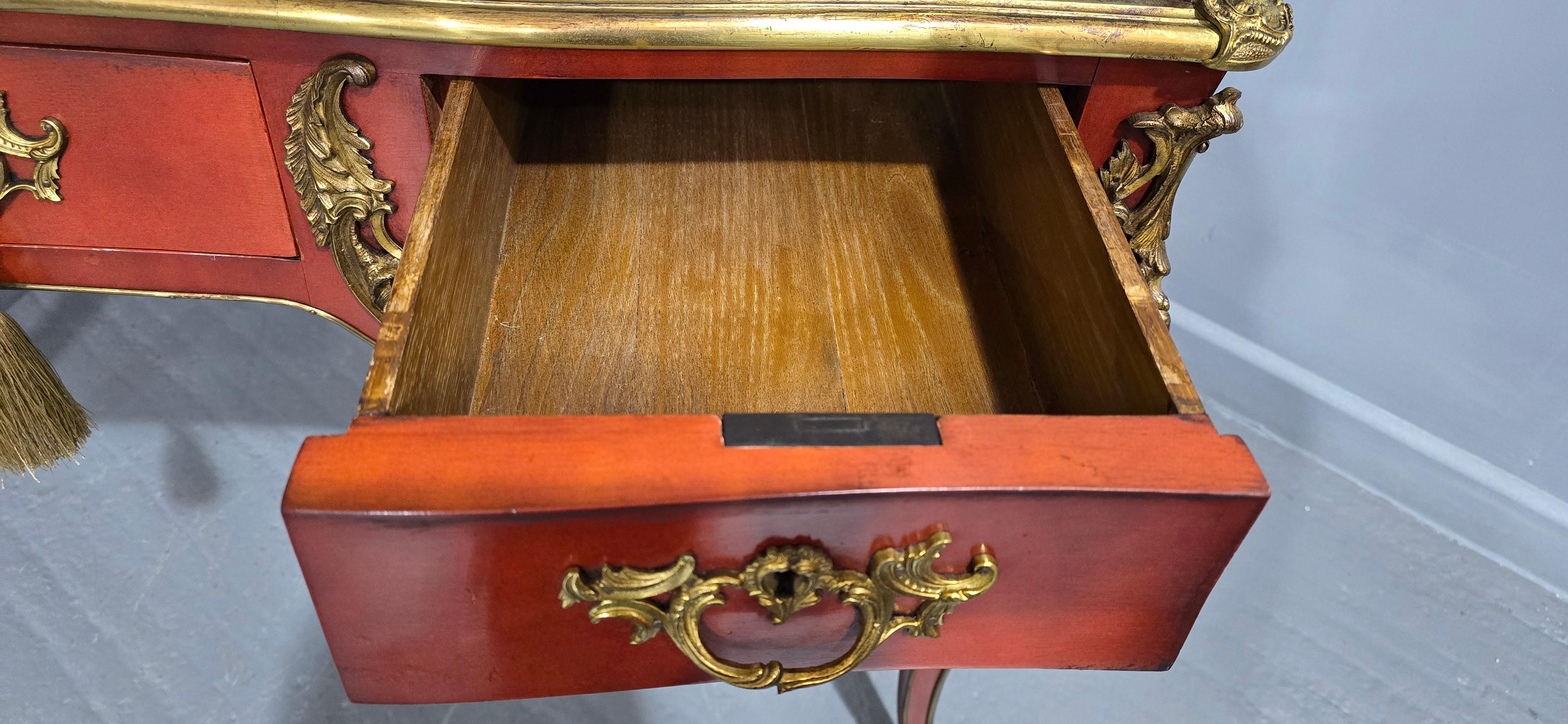 19th Century Outstanding Pair of Red Laquered Bureau Plat Desks For Sale