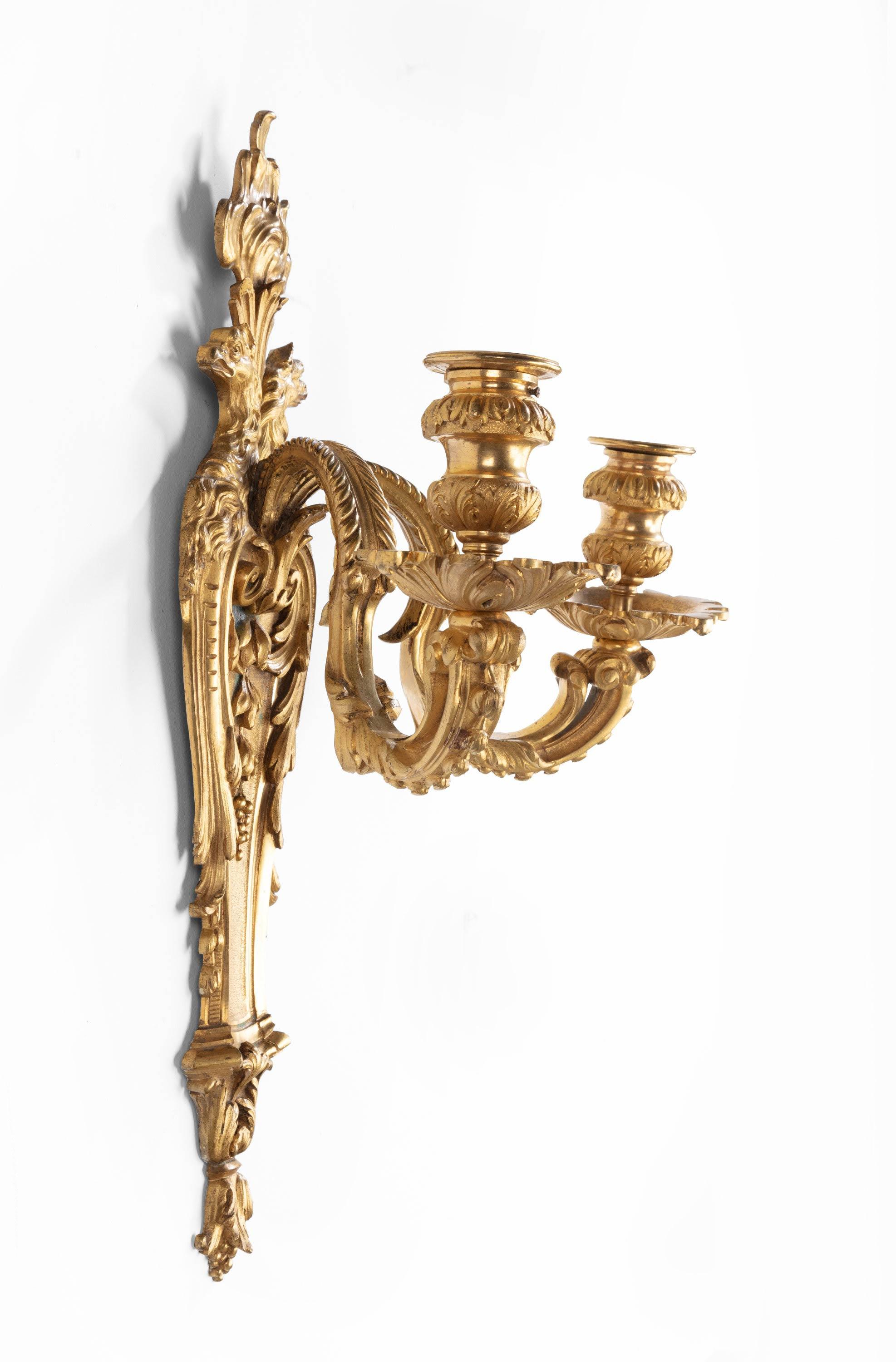 Outstanding Pair or Ormolu Wall Lights In Good Condition For Sale In Peterborough, Northamptonshire