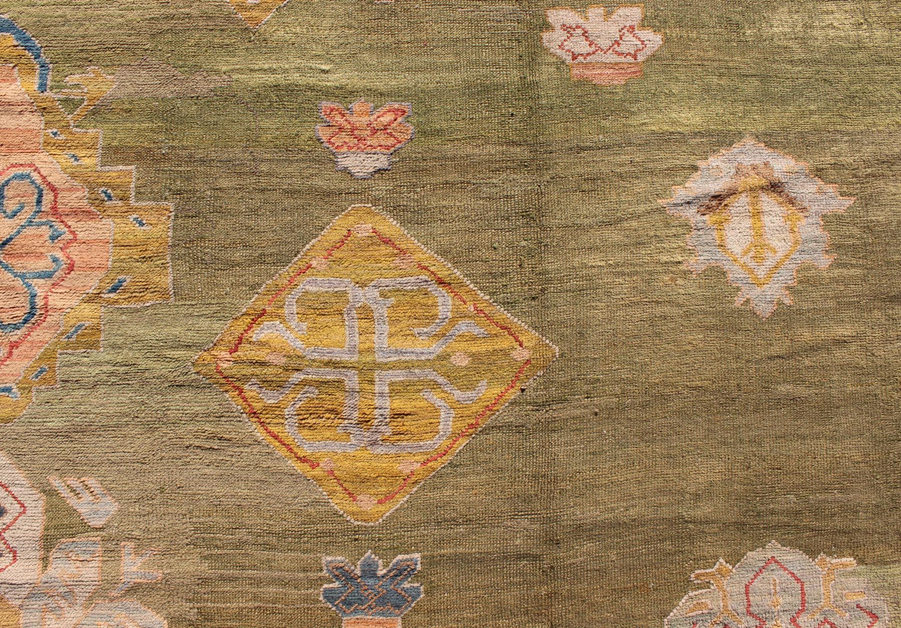 Hervorragender antiker Oushak-Teppich in Palastgröße im Angebot 7