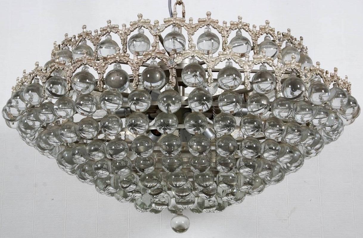More than 200 glass balls on silver plated base. Impressive effect! Completely rewired!