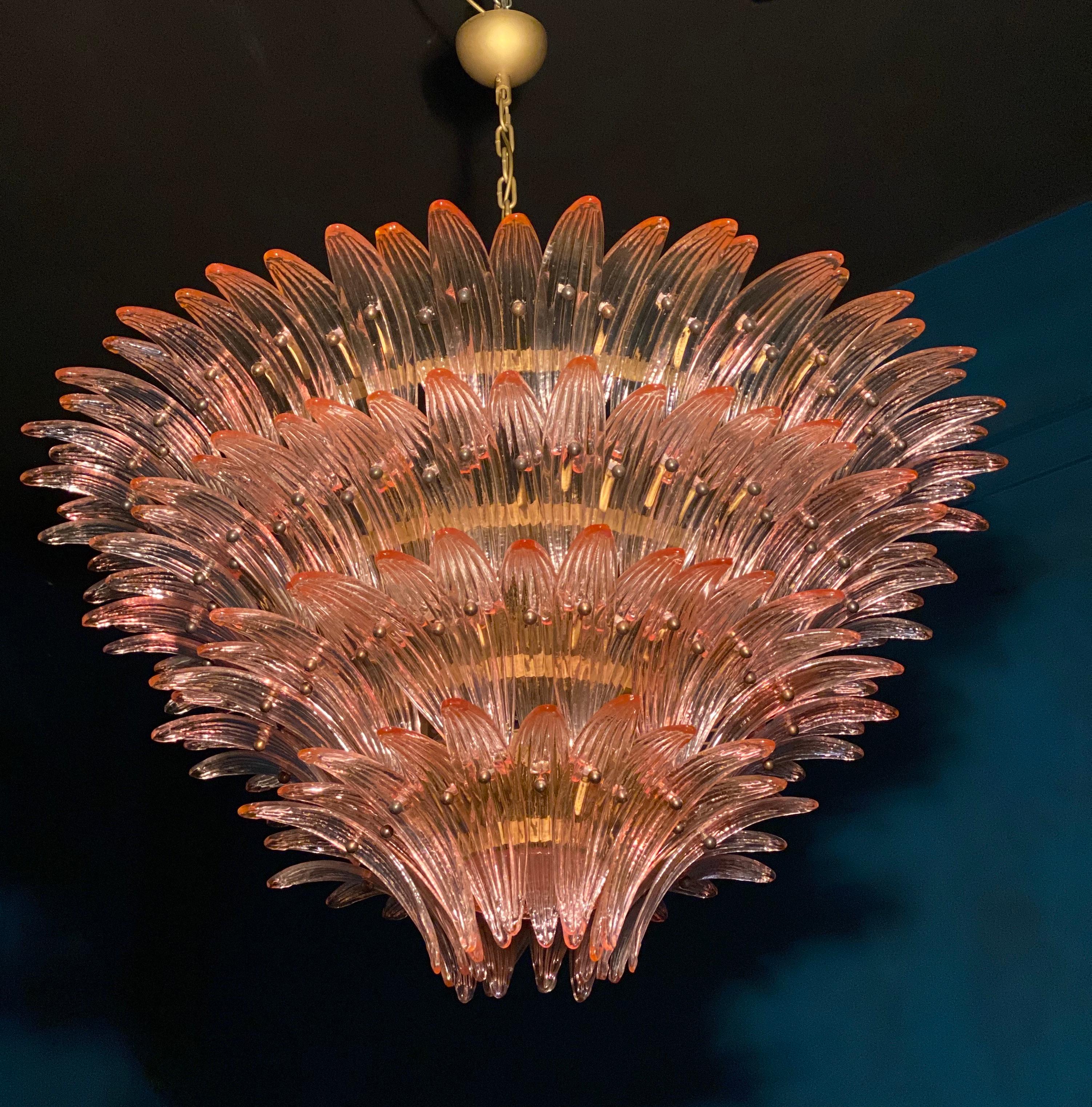 Late 20th Century Outstanding Pink Murano Palmette Chandelier