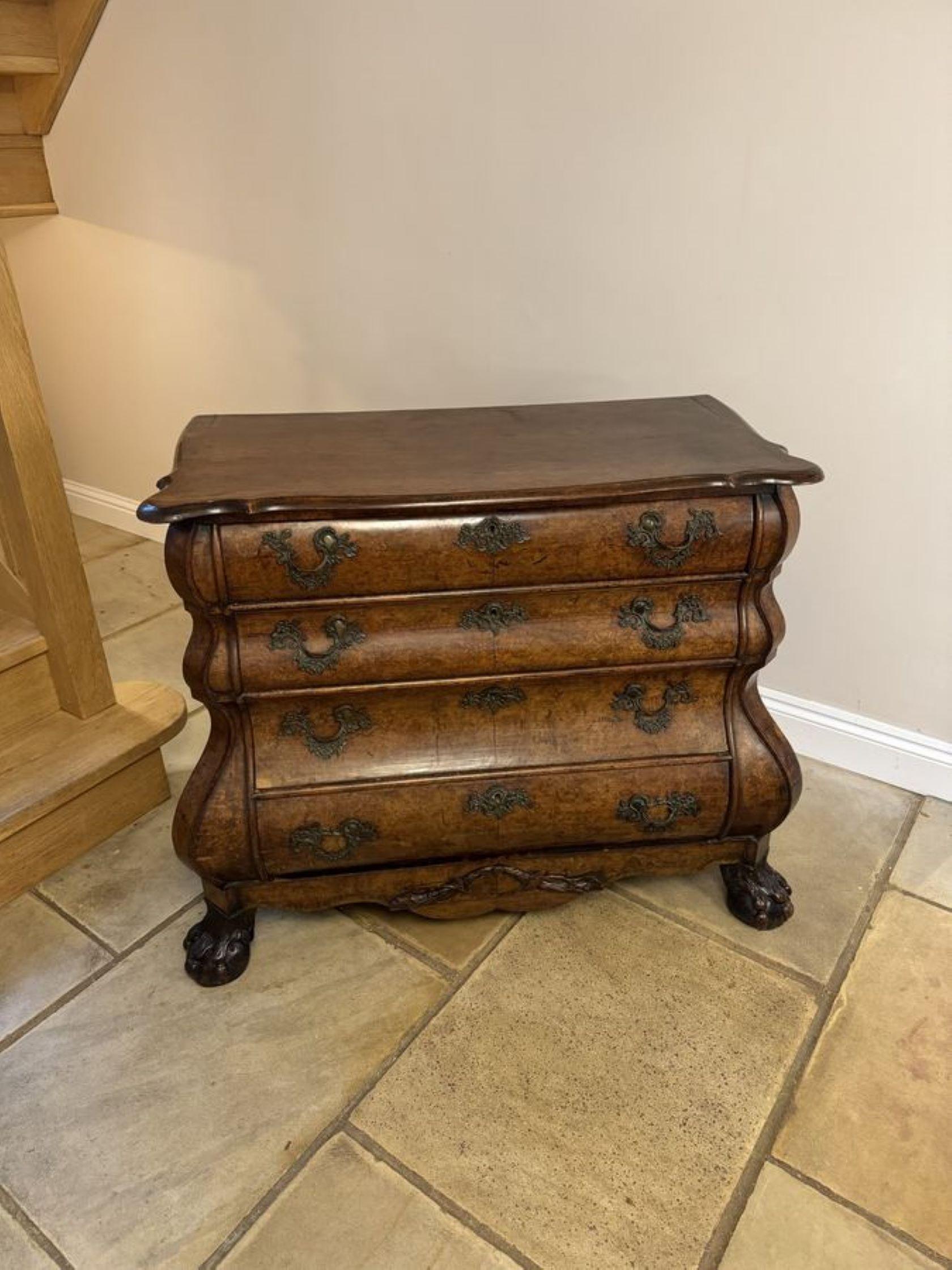 Outstanding quality 18th century Dutch antique burr walnut bombe chest of drawer For Sale 1