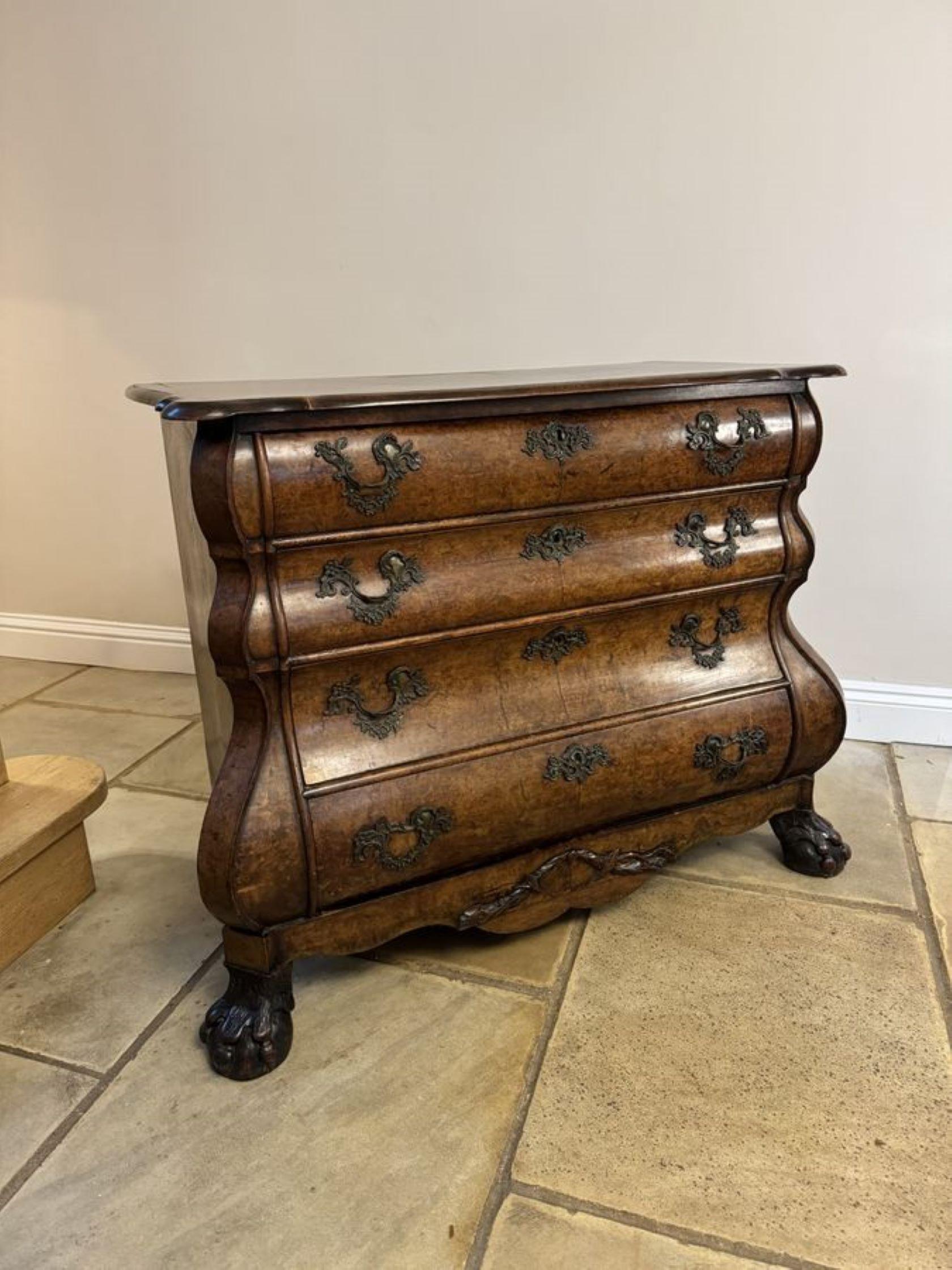 Outstanding quality 18th century Dutch antique burr walnut bombe chest of drawer For Sale 2