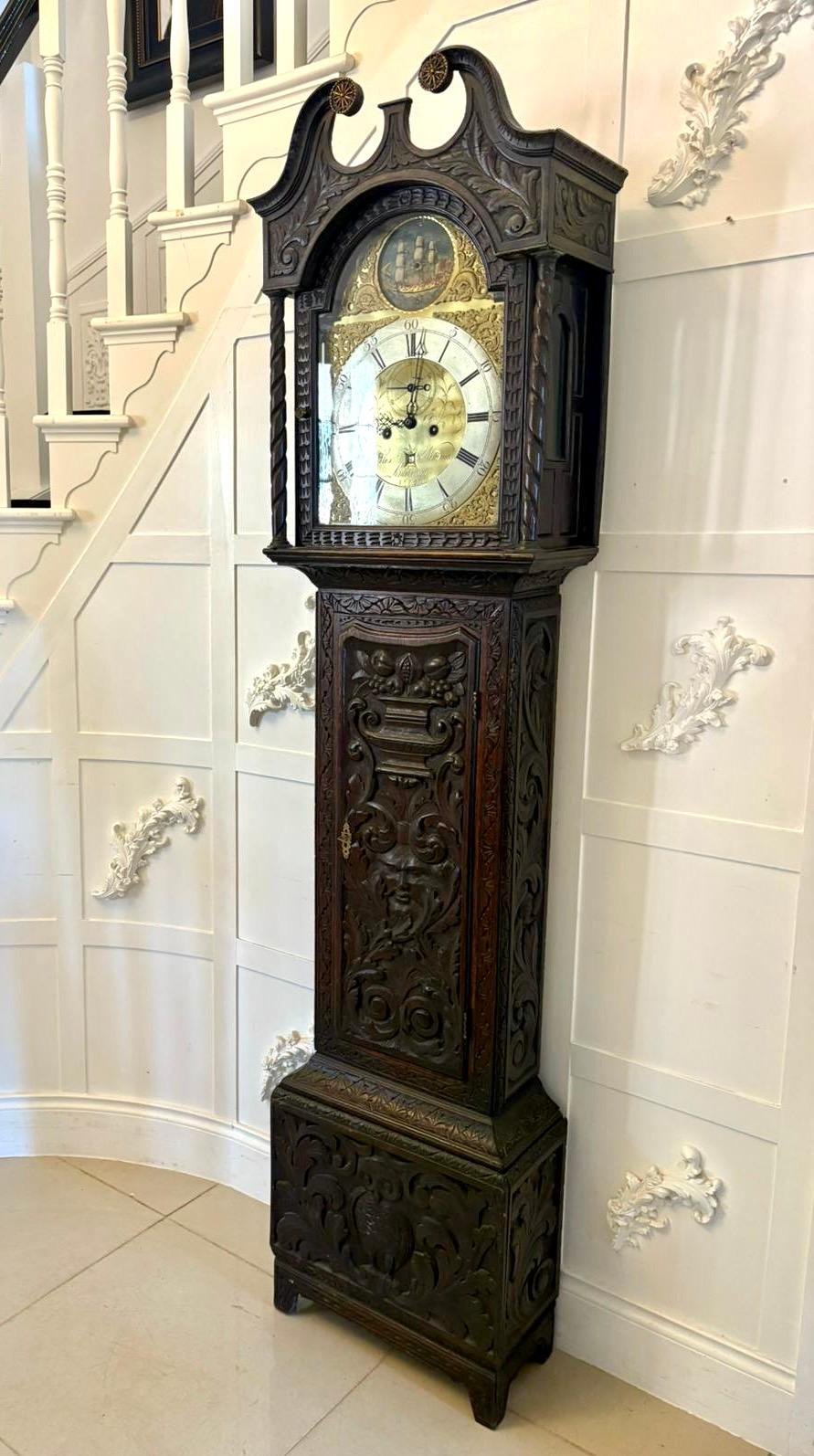 Outstanding Quality 18th Century Oak Longcase Clock For Sale 13