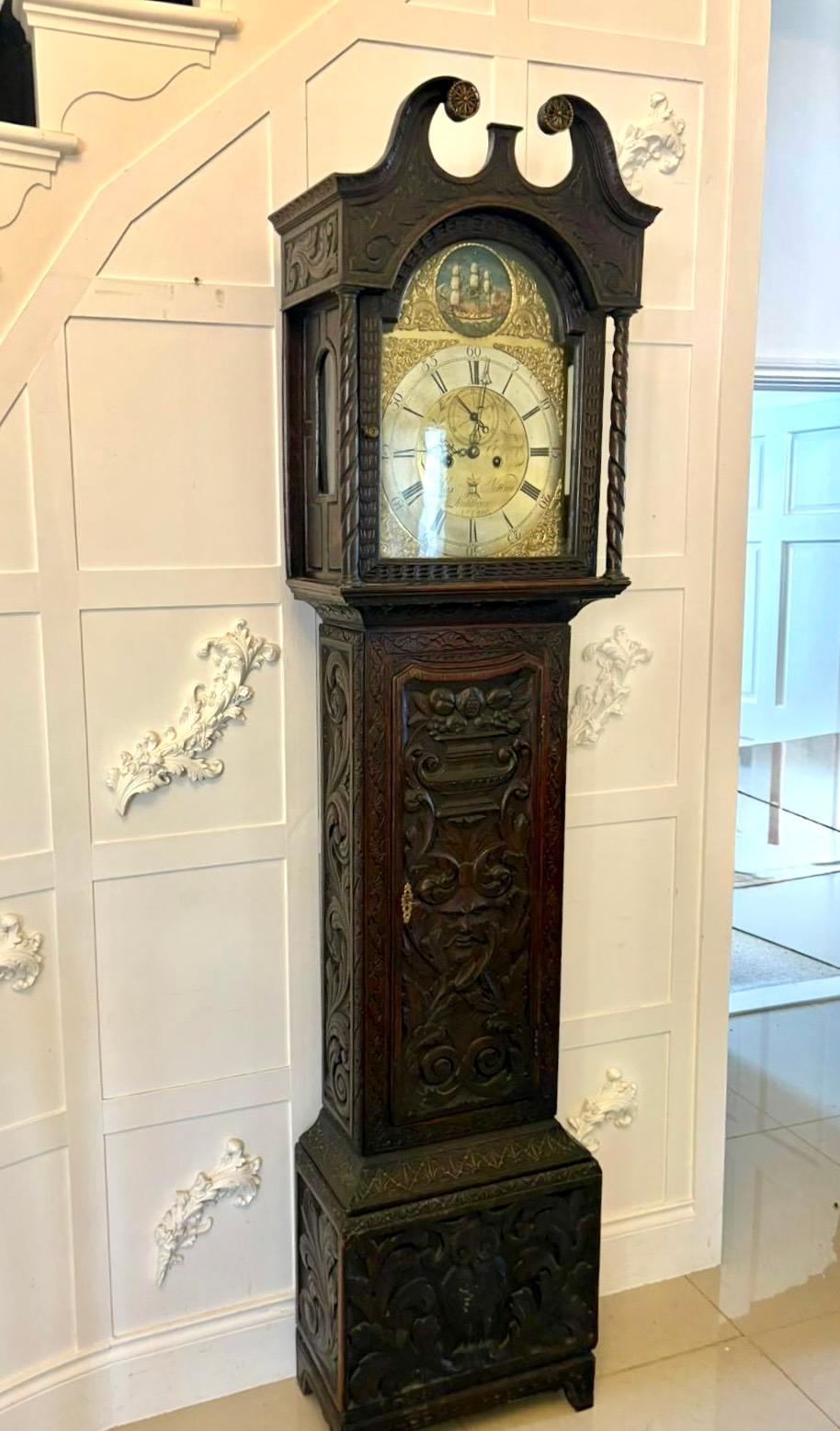 Outstanding Quality 18th Century Oak Longcase Clock For Sale 14