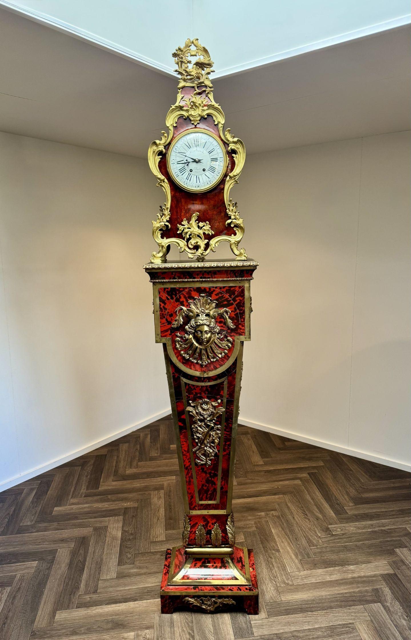 Intarsio Orologio a staffa Boulle francese del XIX secolo e supporto di qualità eccezionale in vendita