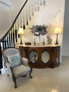 Outstanding Quality Antique 19th Century Victorian Walnut Marble Top Credenza