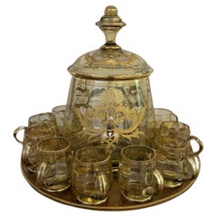 Outstanding quality antique bohemian glass punch bowl set