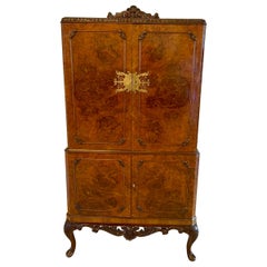 Meuble à cocktail en ronce de noyer ancienne de qualité exceptionnelle