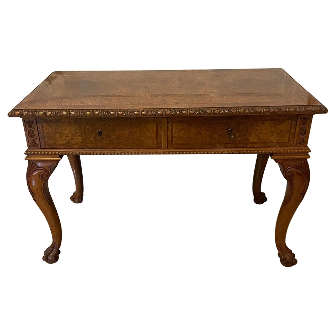 Outstanding Quality Antique Burr Walnut Freestanding Standing Console/Hall Table