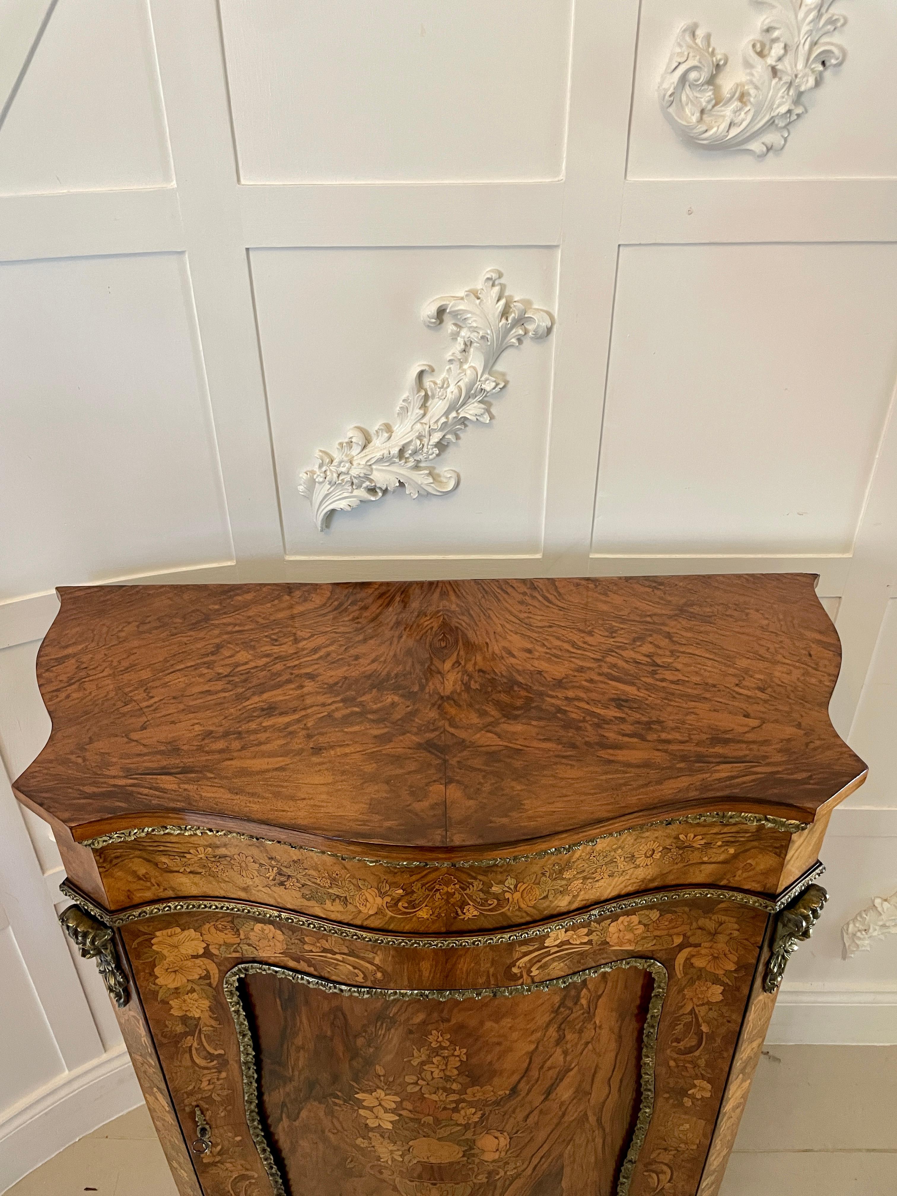 Outstanding Quality Antique Burr Walnut Inlaid Floral Marquetry Side Cabinet For Sale 4