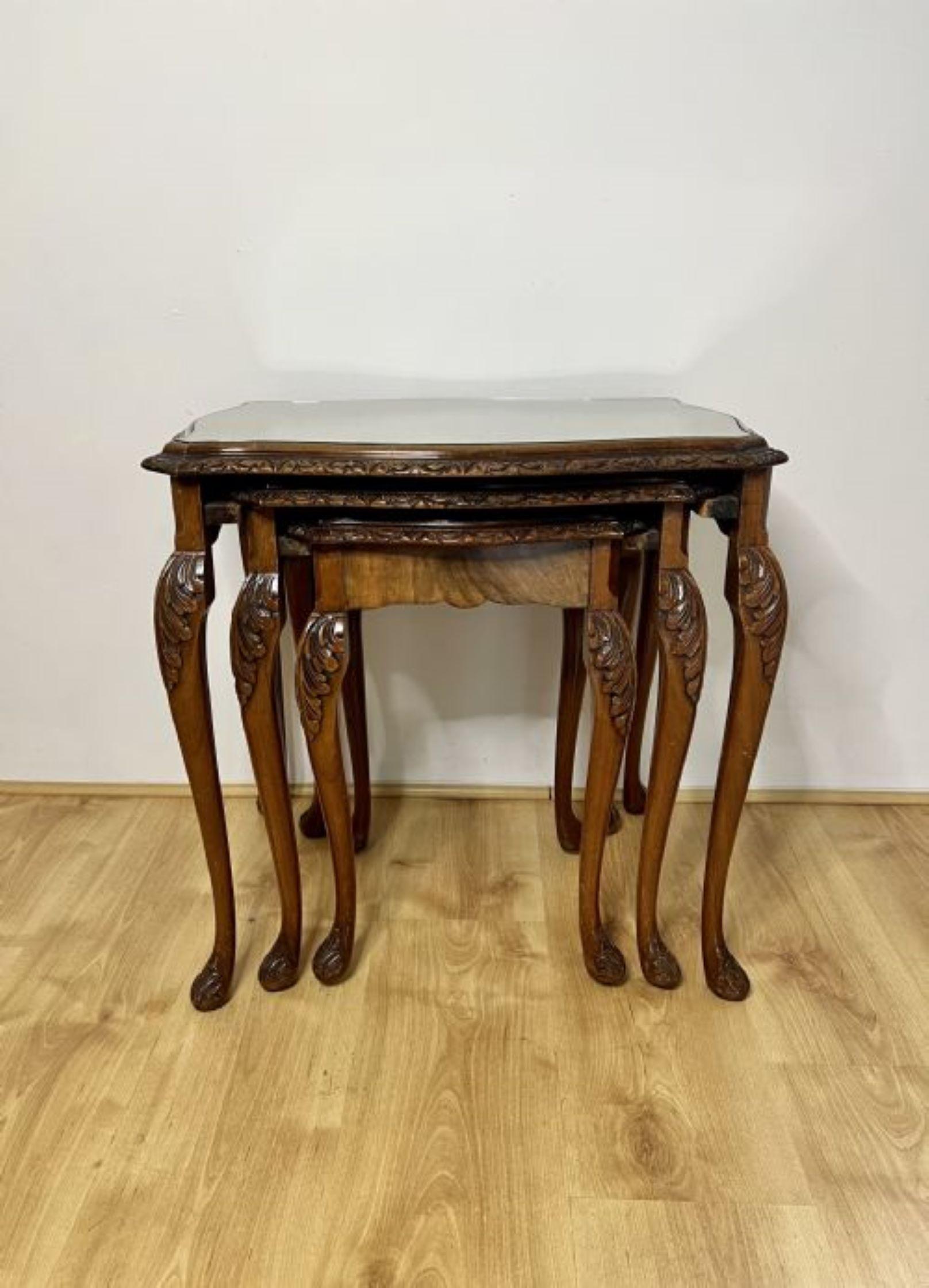 Outstanding quality antique burr walnut nest of three tables  9