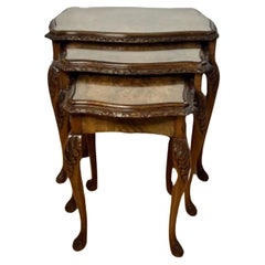 Outstanding quality antique burr walnut nest of three tables 