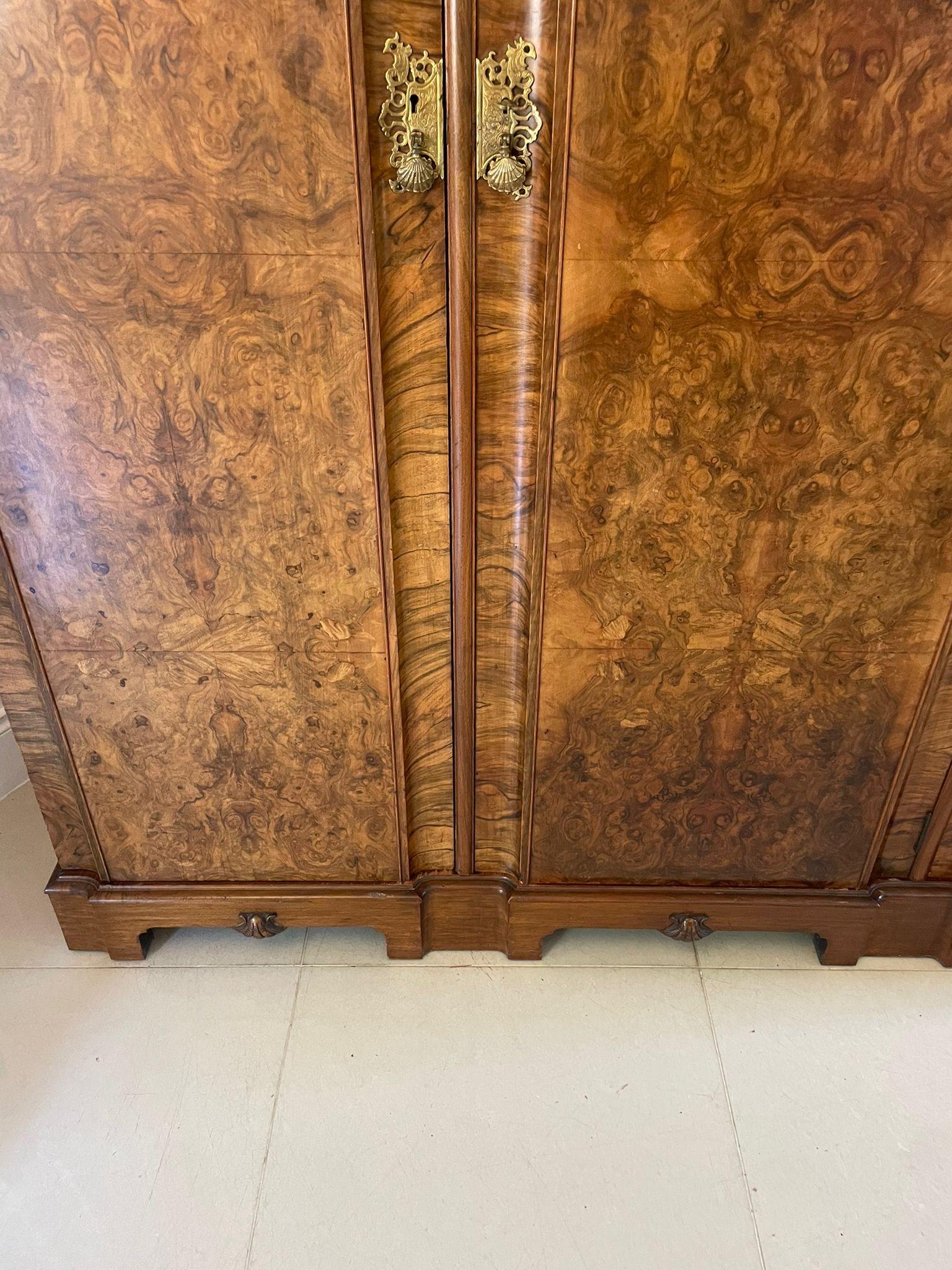 Outstanding Quality Antique Carved Burr Walnut 3 Door Wardrobe 6