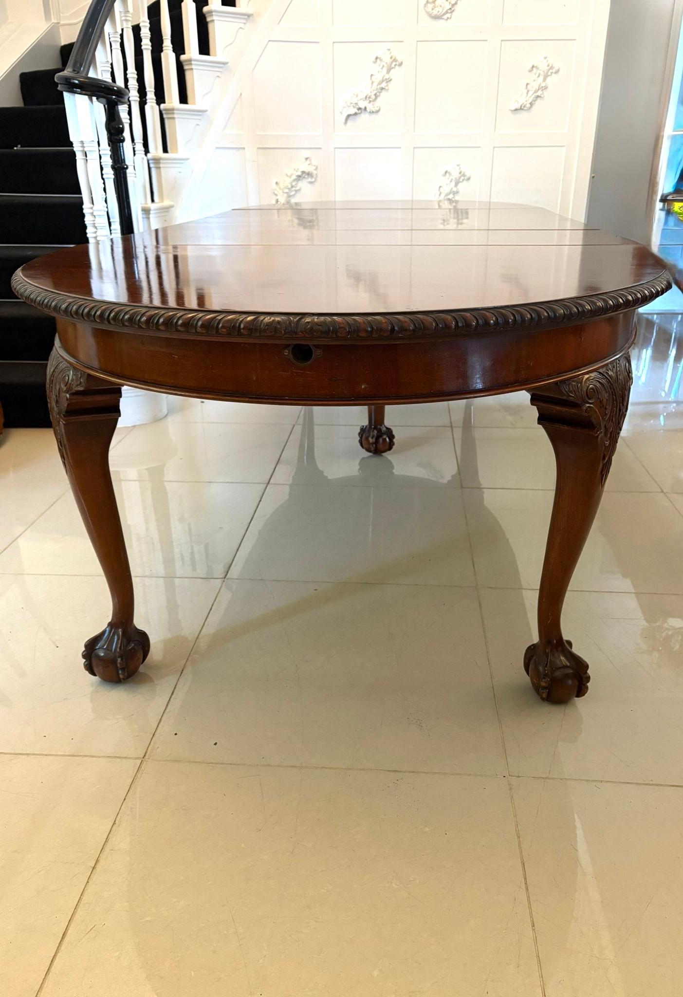 Outstanding Quality Antique Carved Mahogany 14 Seater Extending Dining Table For Sale 5