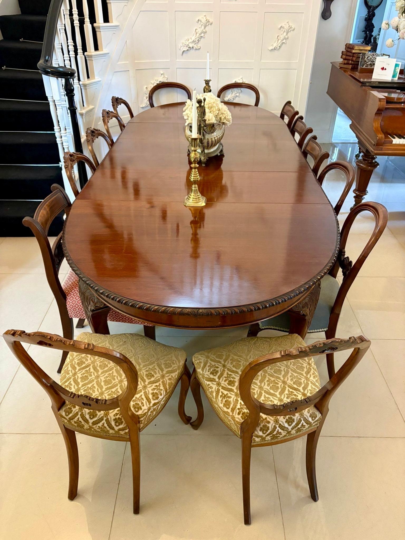 Victorian Outstanding Quality Antique Carved Mahogany 14 Seater Extending Dining Table For Sale