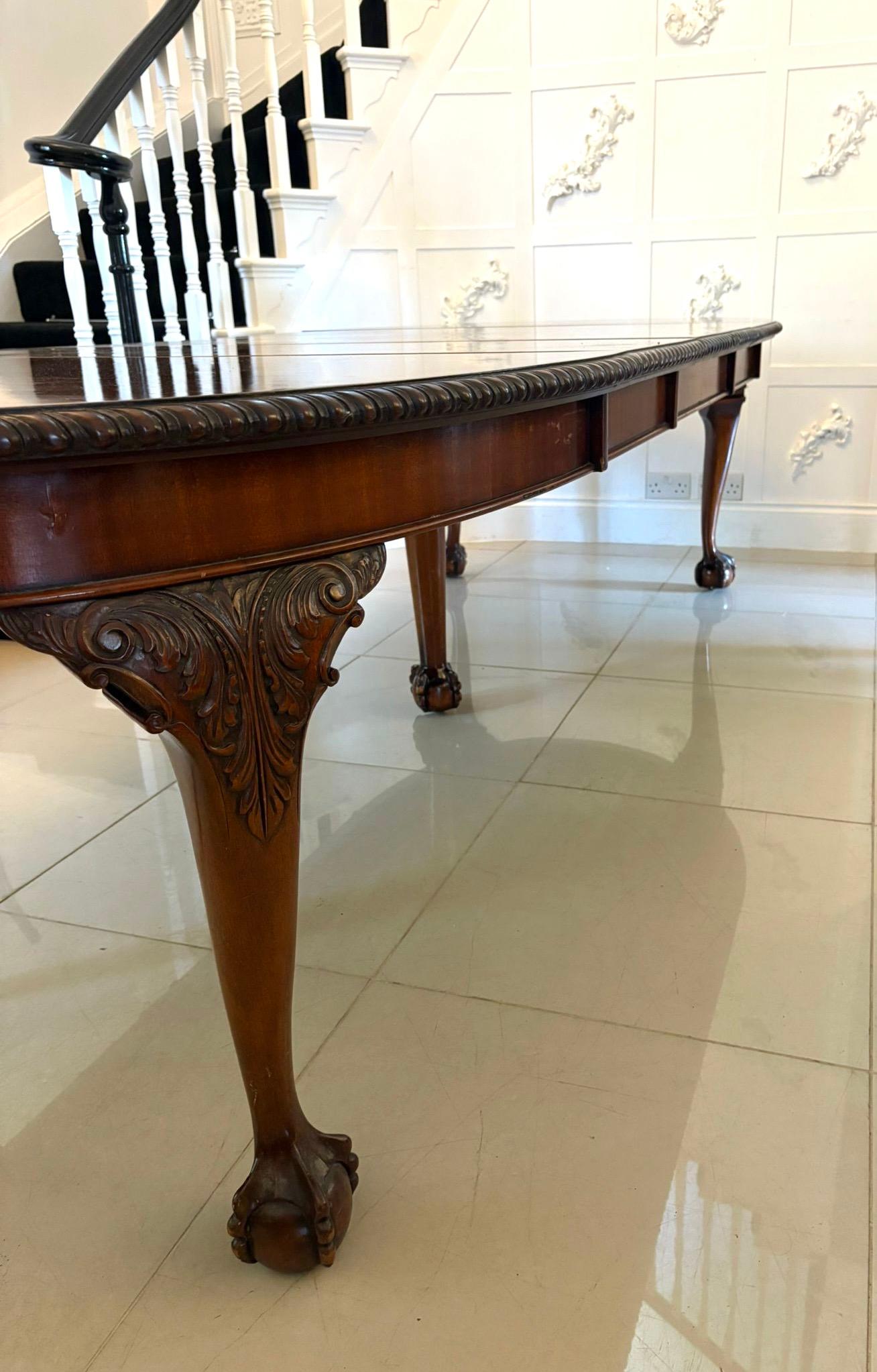Outstanding Quality Antique Carved Mahogany 14 Seater Extending Dining Table For Sale 2