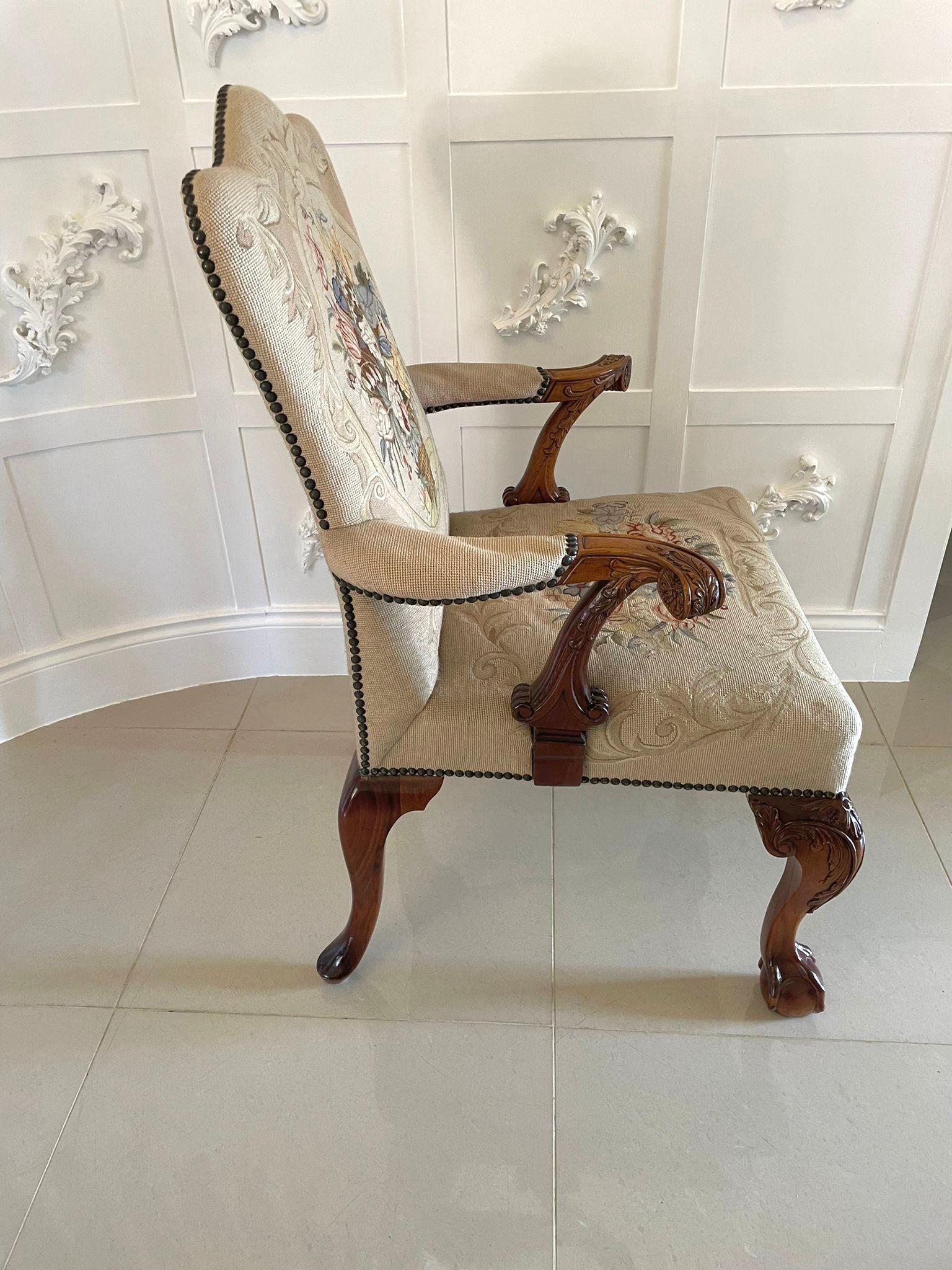 Outstanding Quality Antique Carved Mahogany Library Chair In Good Condition For Sale In Suffolk, GB