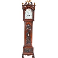 Outstanding Quality Antique Carved Oak 8 Day Grandfather Clock