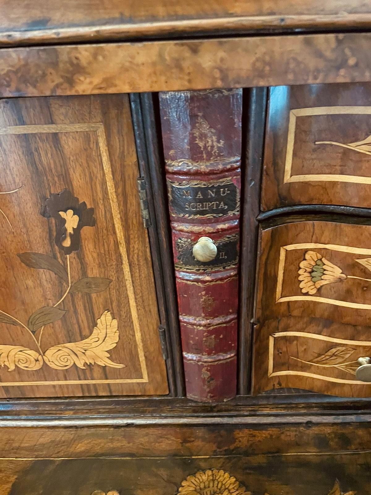 Outstanding Quality Antique Dutch Marquetry Inlaid Burr Walnut Bureau Bookcase For Sale 3