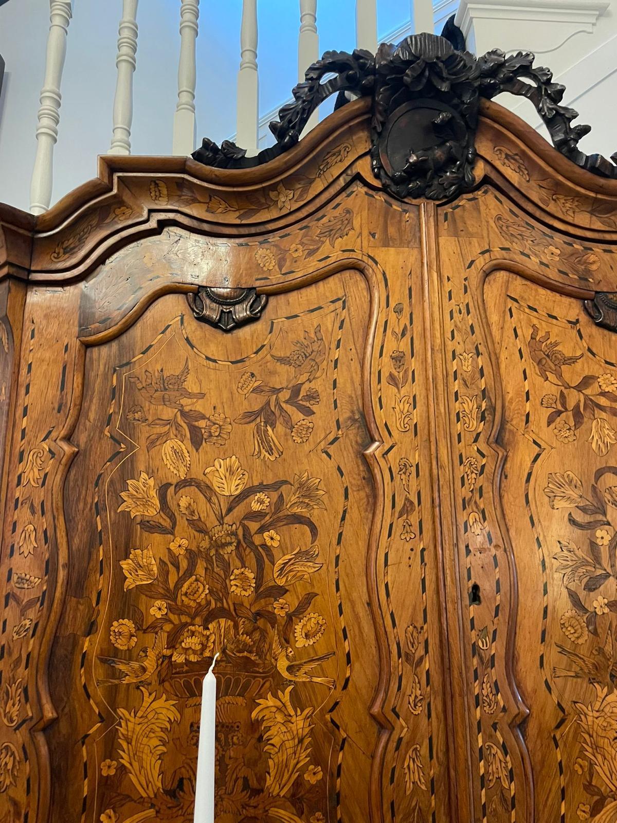 Outstanding Quality Antique Dutch Marquetry Inlaid Burr Walnut Bureau Bookcase For Sale 2