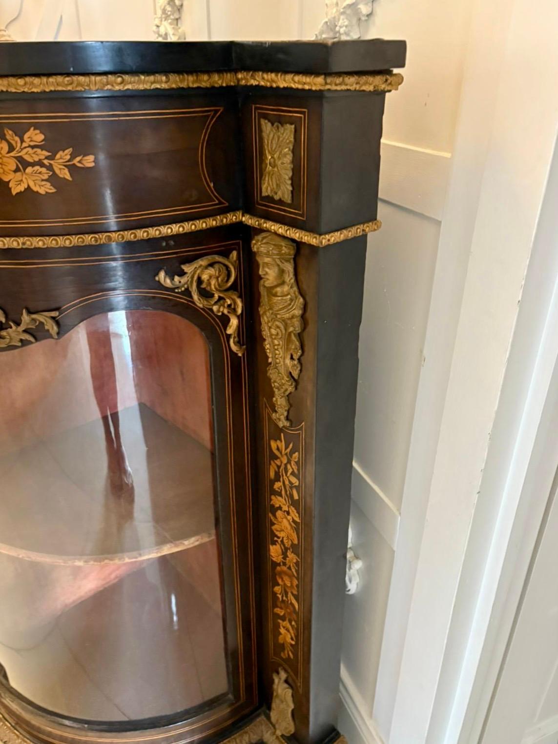 Credenza antigua de marquetería floral ebonizada y taraceada de calidad excepcional Victoriano en venta