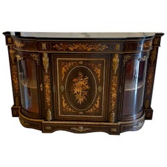 Credenza antigua de marquetería floral ebonizada y taraceada de calidad excepcional