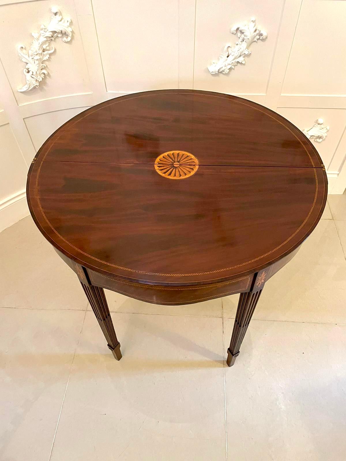 Outstanding Quality Antique Edwardian Inlaid Mahogany Demi-Lune Tea Table 3