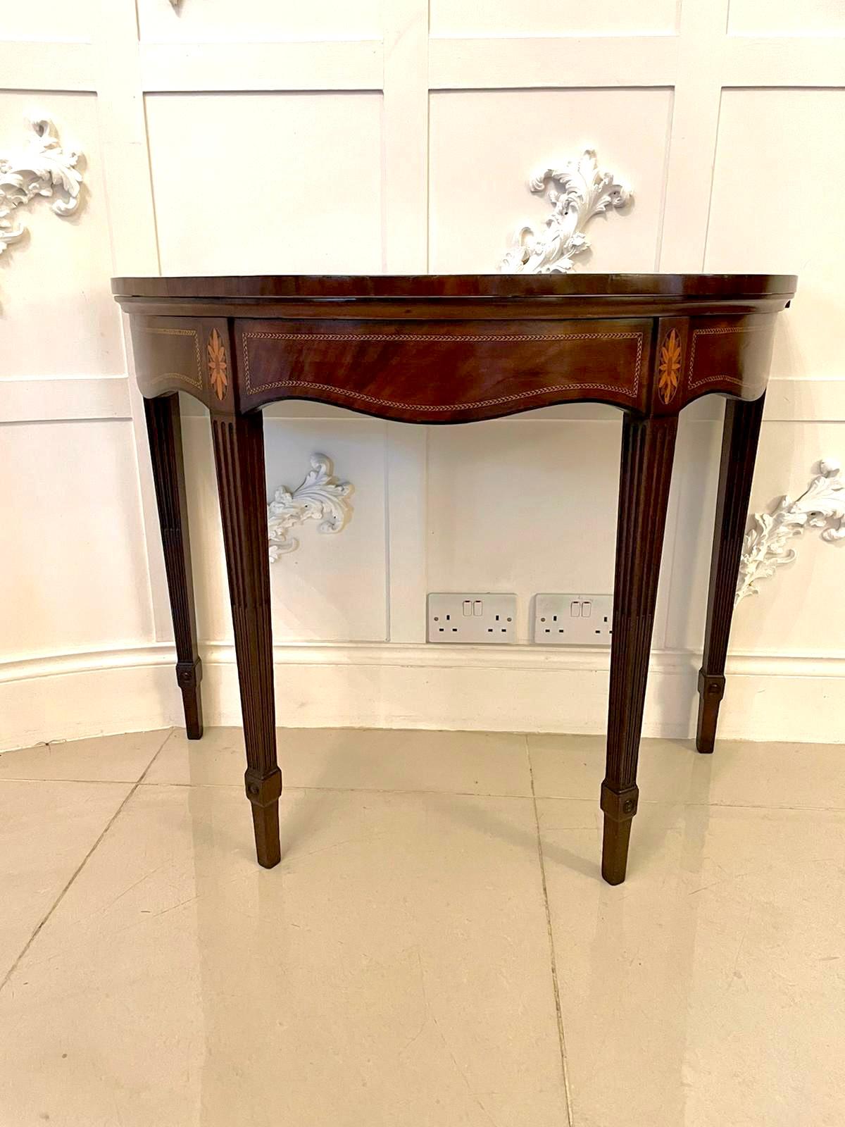 Outstanding Quality Antique Edwardian Inlaid Mahogany Demi-Lune Tea Table 5
