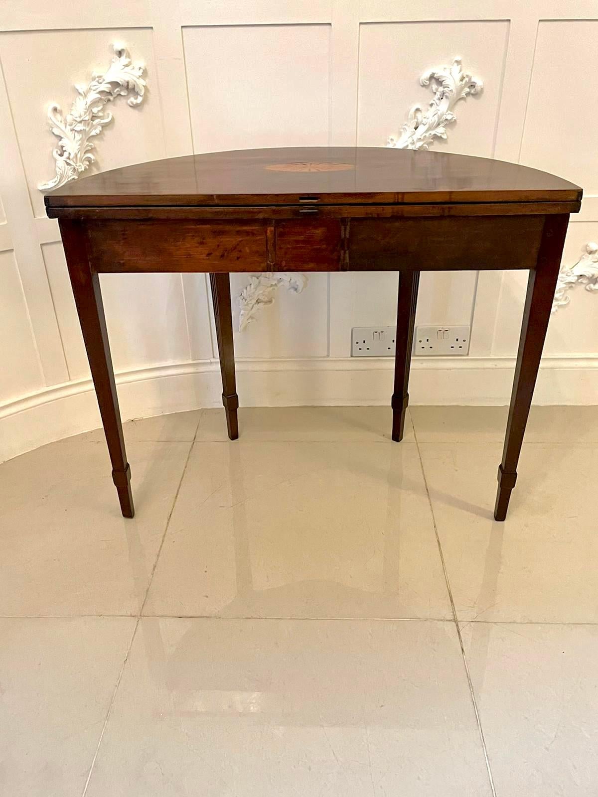 Outstanding Quality Antique Edwardian Inlaid Mahogany Demi-Lune Tea Table 7