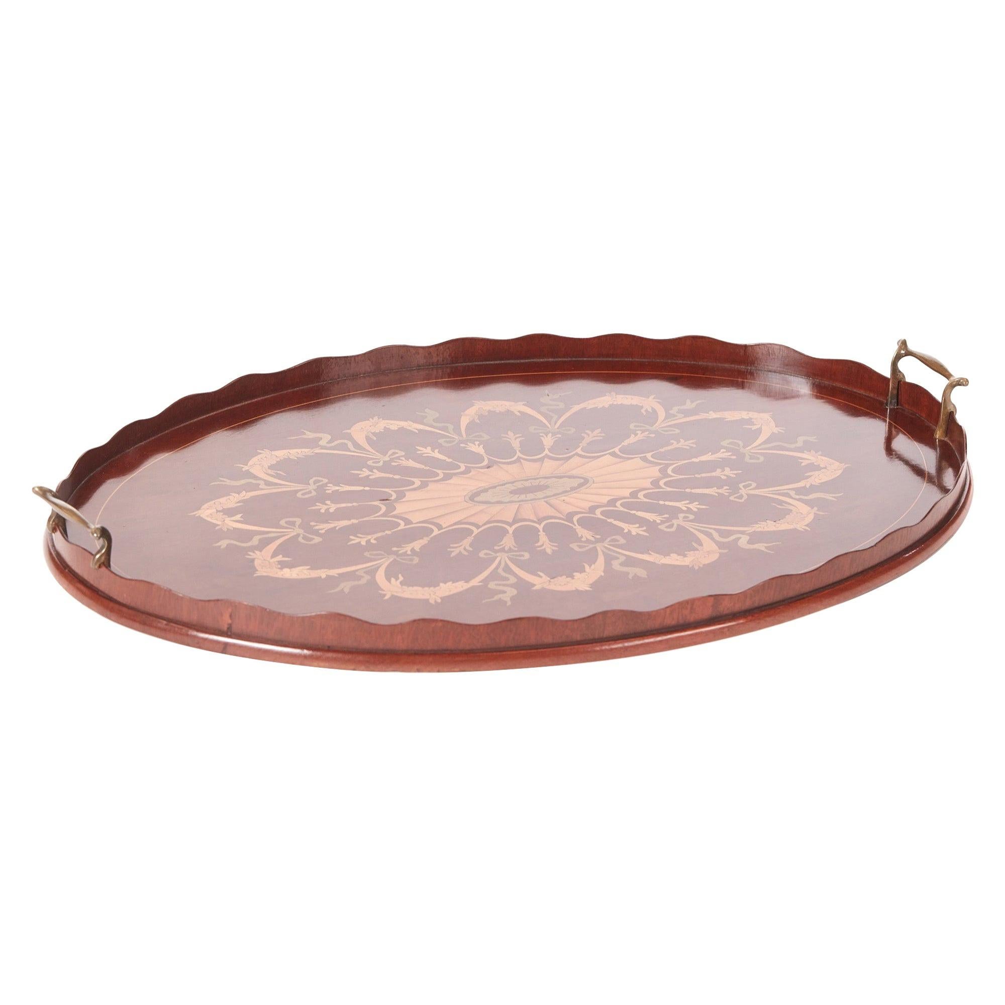 Outstanding Quality Antique Edwardian Inlaid Mahogany Tray