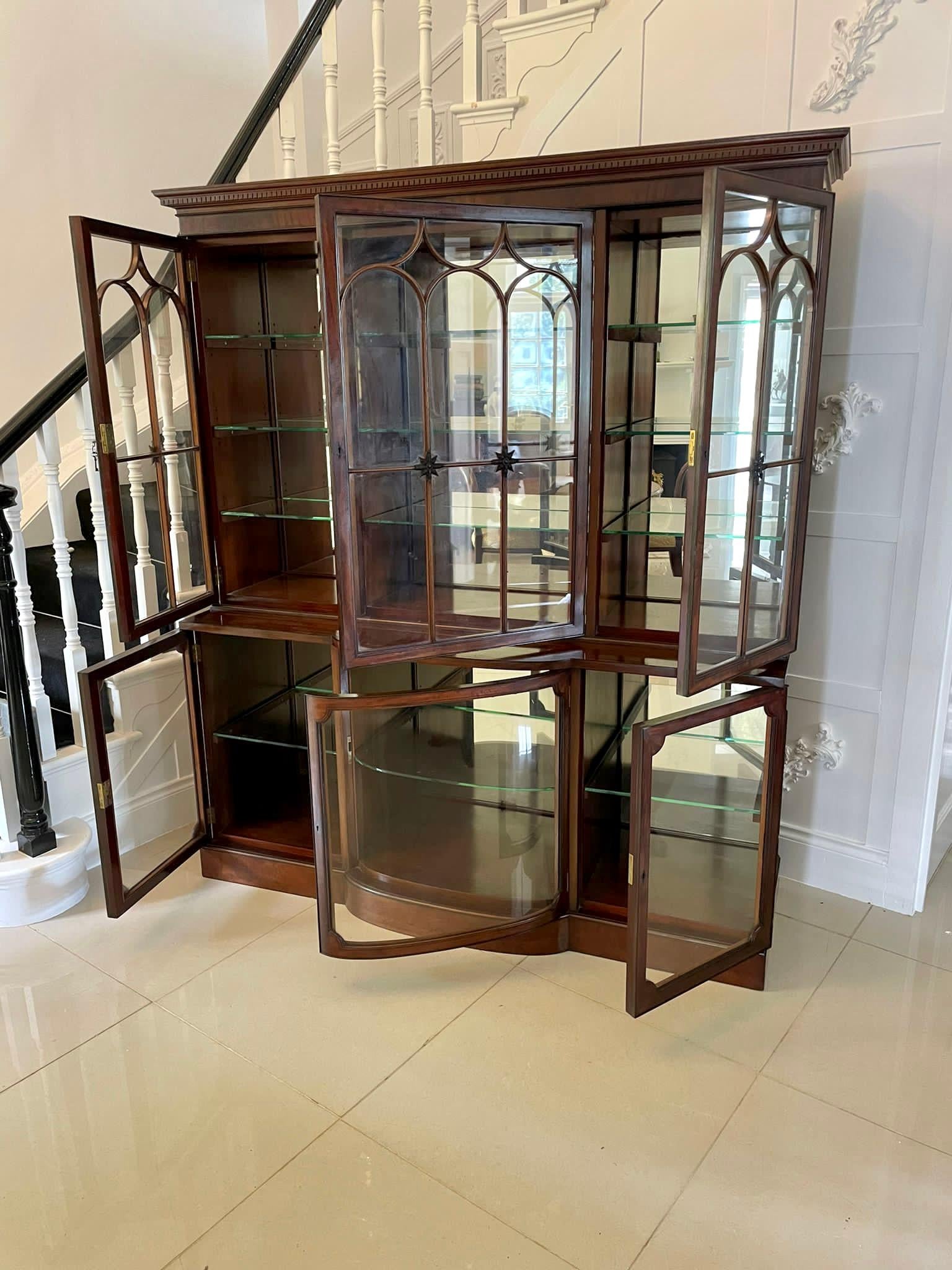English Outstanding Quality Antique Edwardian Mahogany Astral Glazed Display Cabinet