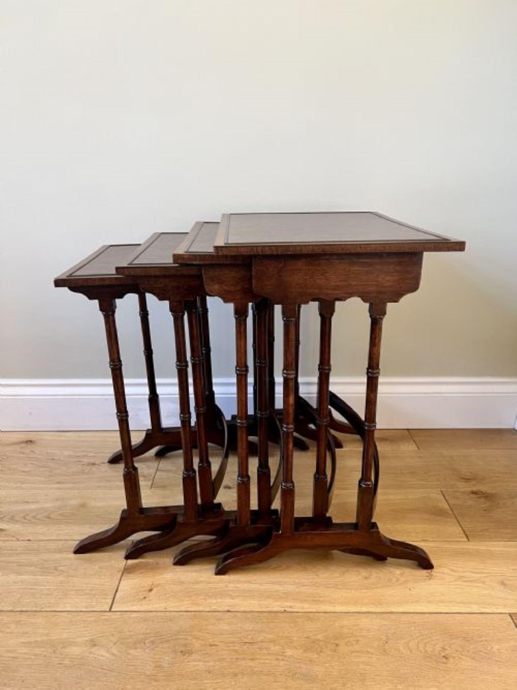 Outstanding quality antique Edwardian nest of four burr walnut tables  For Sale 7