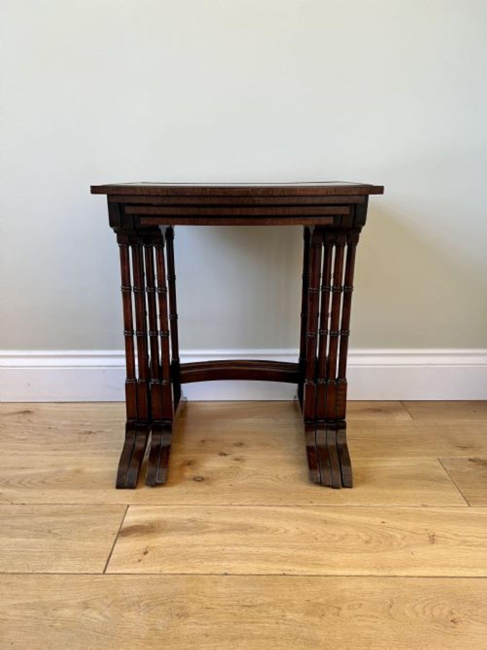 Outstanding quality antique Edwardian nest of four burr walnut tables  For Sale 8