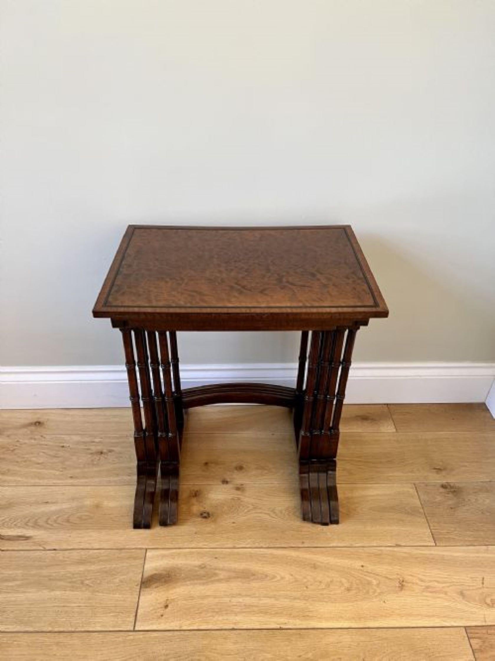 Outstanding quality antique Edwardian nest of four burr walnut tables  For Sale 9
