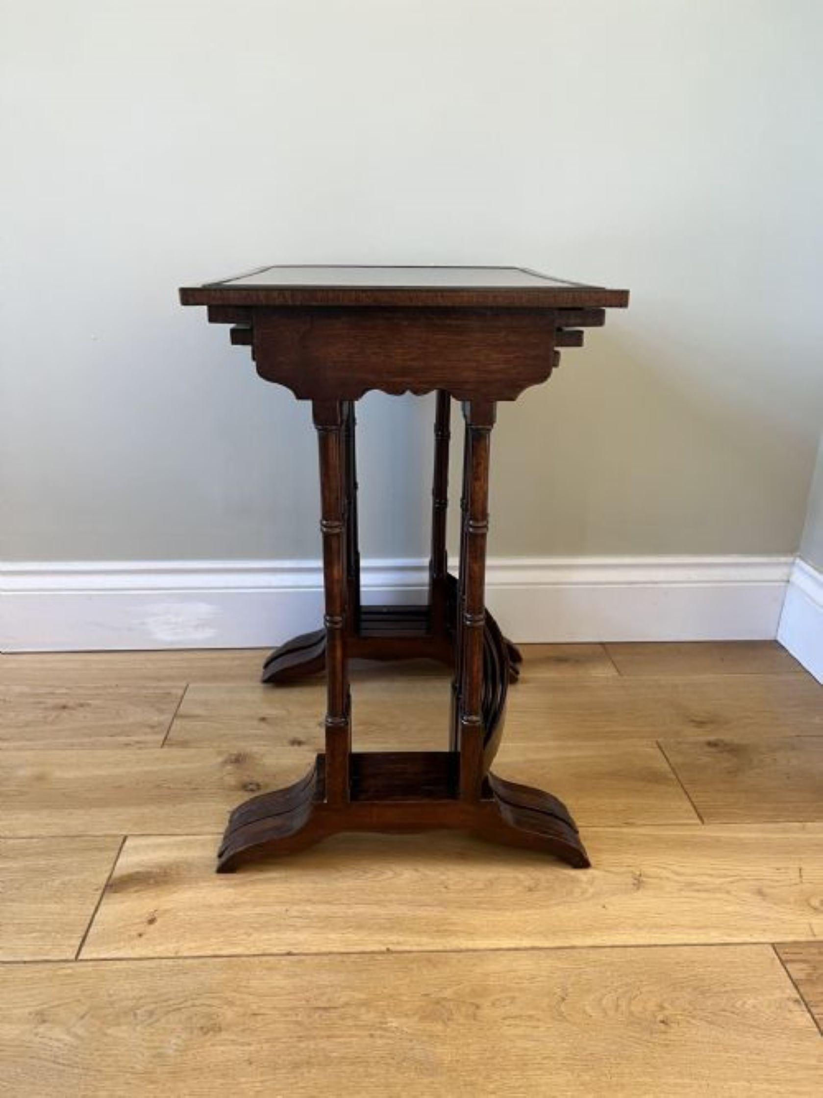 Outstanding quality antique Edwardian nest of four burr walnut tables  In Excellent Condition For Sale In Ipswich, GB