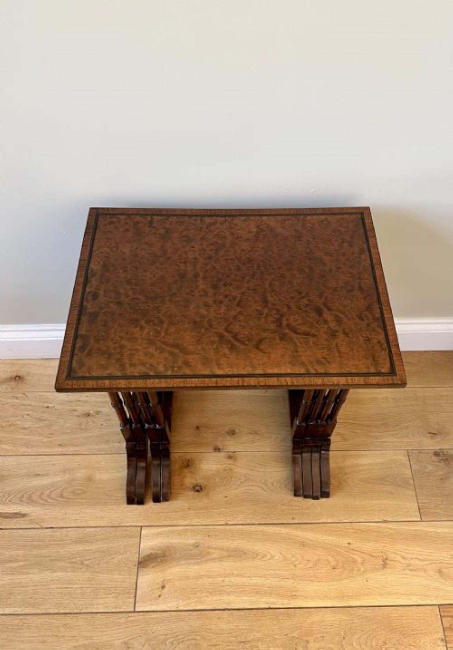 20th Century Outstanding quality antique Edwardian nest of four burr walnut tables  For Sale