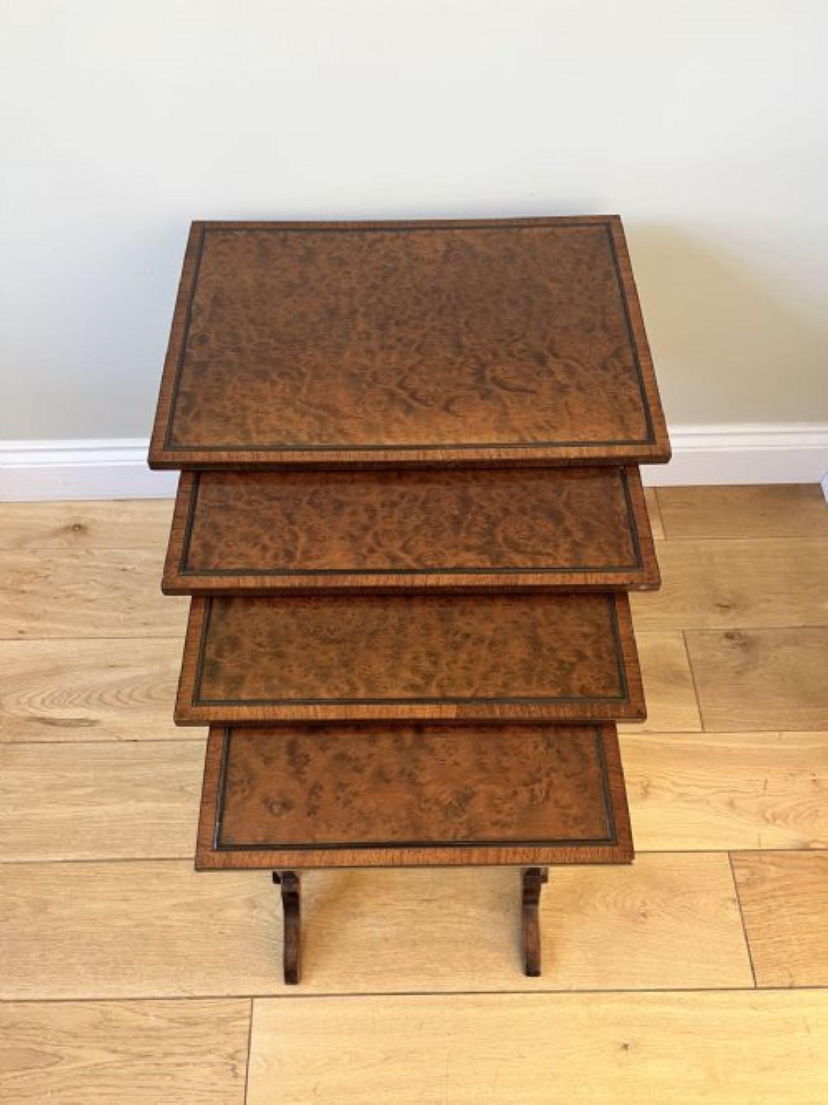 Walnut Outstanding quality antique Edwardian nest of four burr walnut tables  For Sale