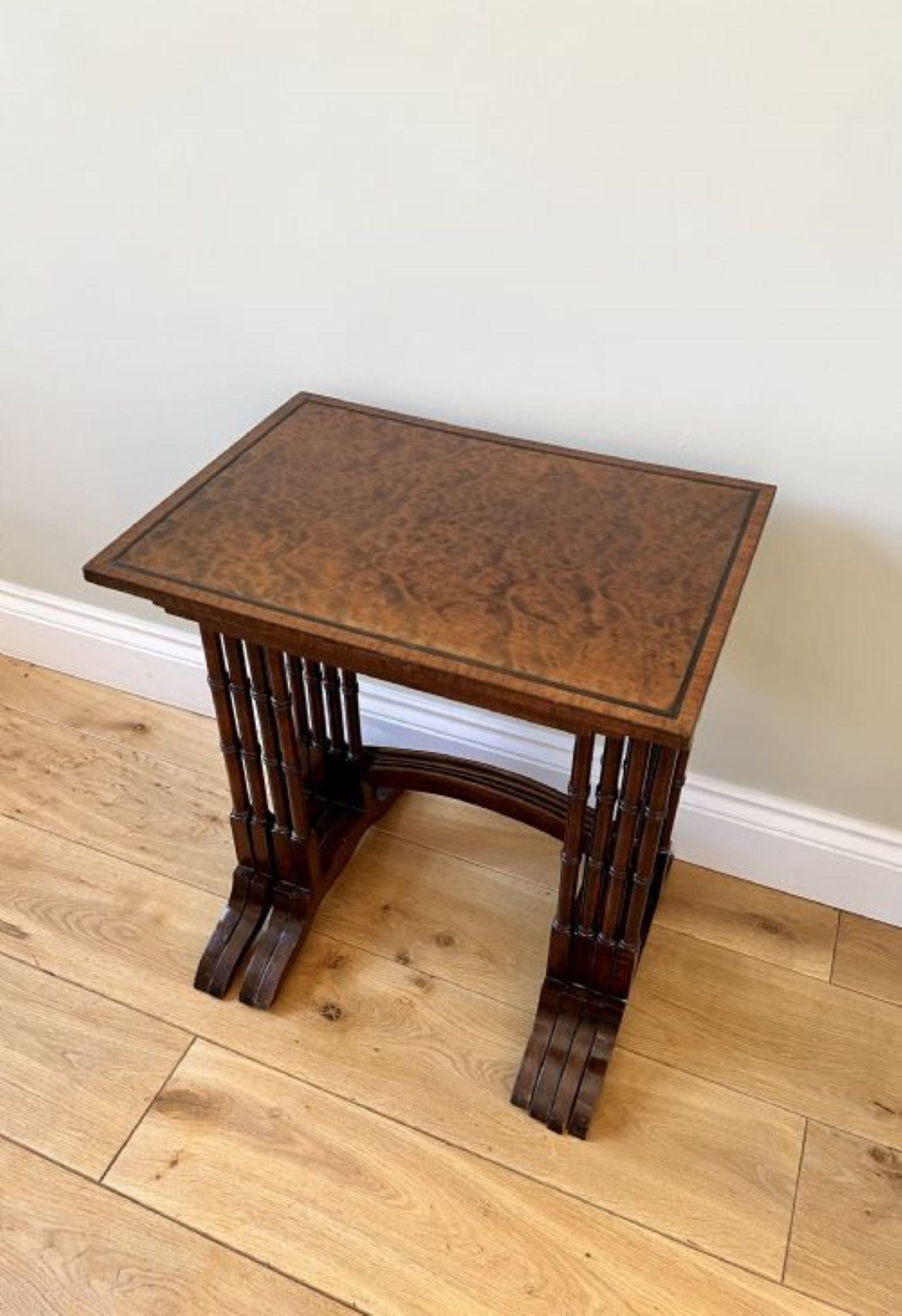 Outstanding quality antique Edwardian nest of four burr walnut tables  For Sale 3