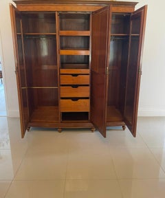 Outstanding Quality Antique Edwardian Satinwood Inlaid Bow Fronted Wardrobe