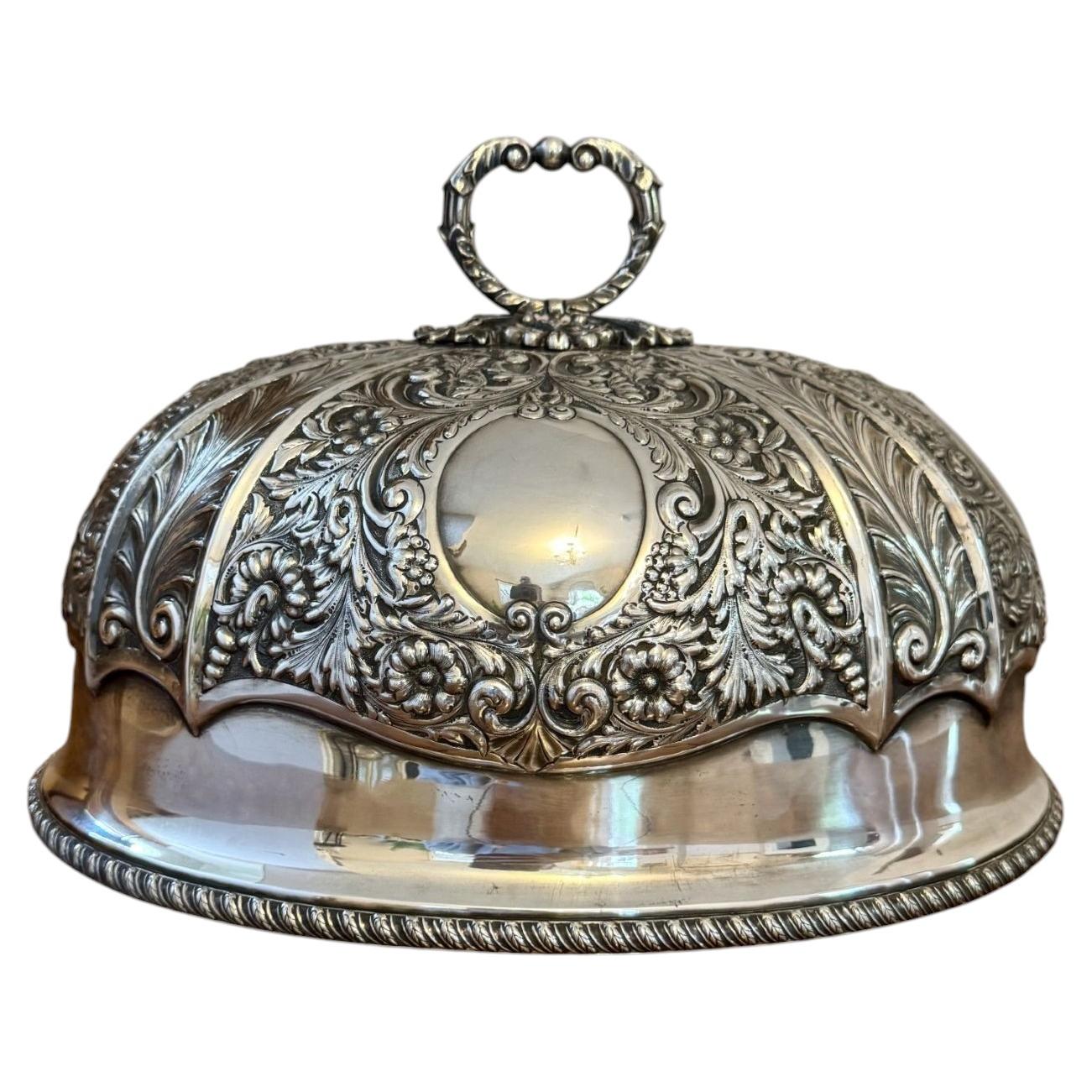 Outstanding quality antique Edwardian silver plated meat cover