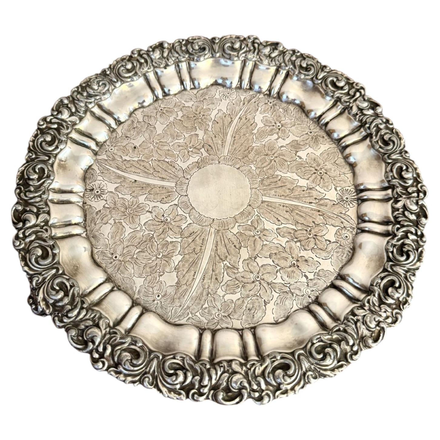 Outstanding quality antique Edwardian silver plated tray For Sale