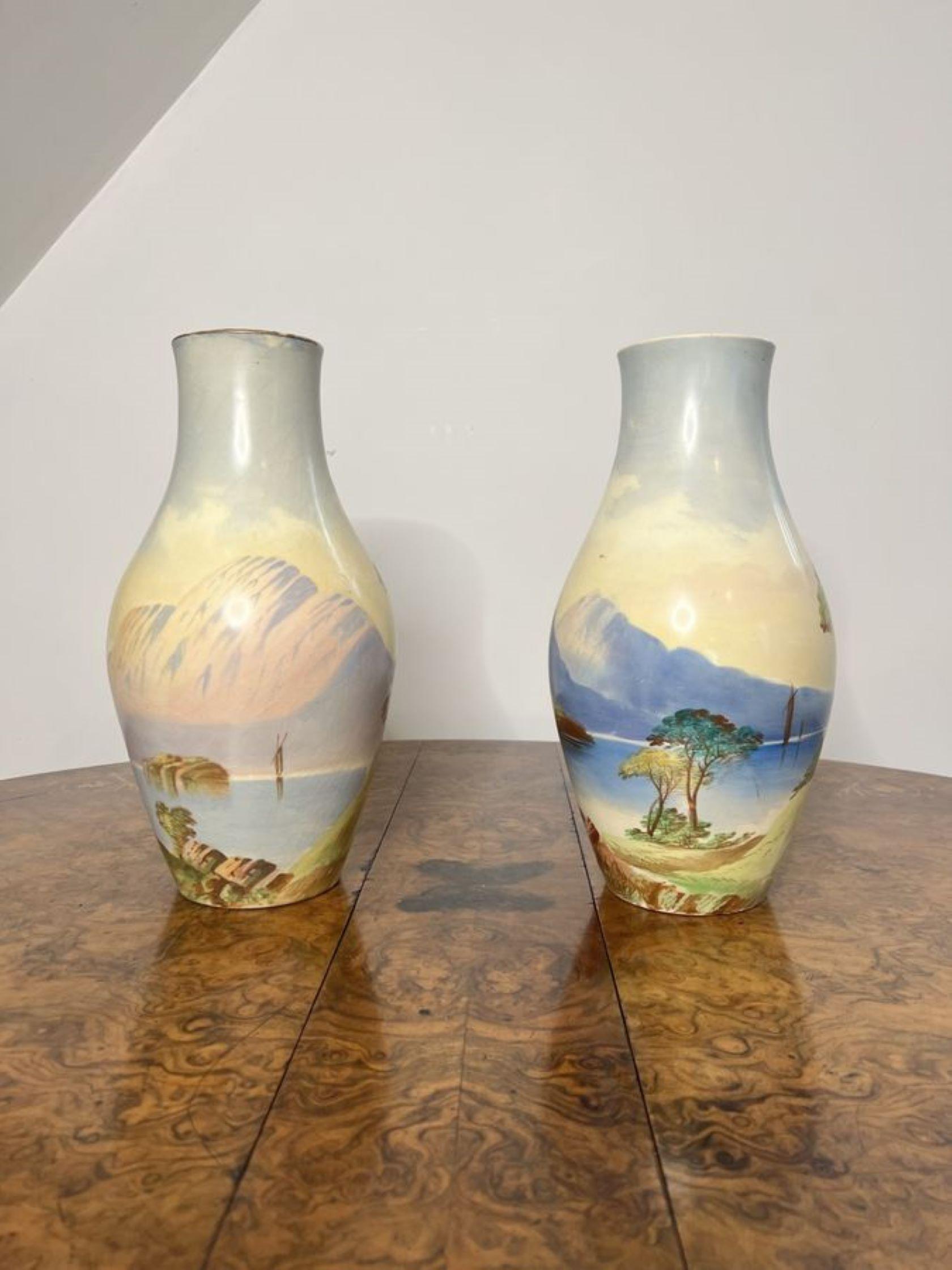 Hervorragende Qualität antiker edwardianischer Waschgarnitur, bestehend aus einem Eimer, einem Krug und einer Schüssel, einem Nachttopf, zwei gedrungenen Vasen, zwei Seifenschalen, einem Zahnbürstenhalter mit Deckel und zwei Balustervasen.