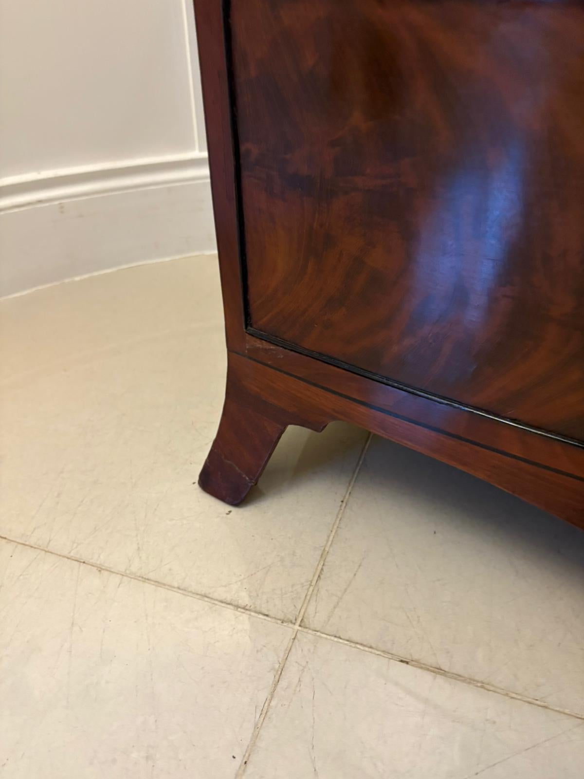 Outstanding Quality Antique Figured Mahogany Bow Fronted Chest of 5 Drawers 5