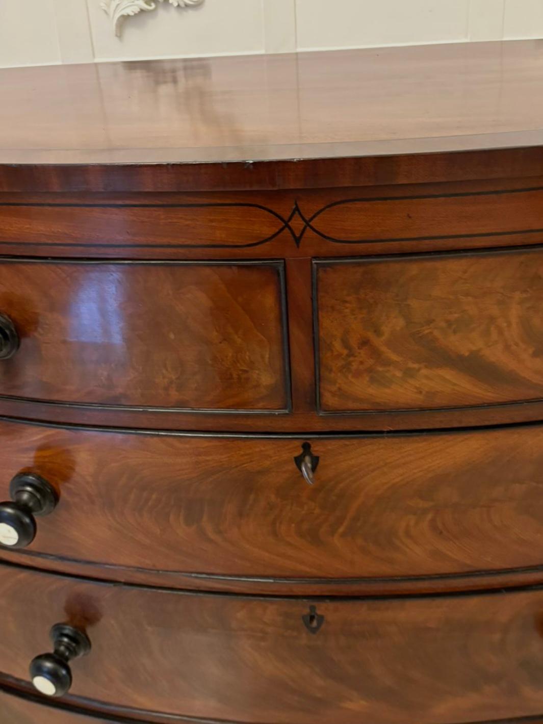 Other Outstanding Quality Antique Figured Mahogany Bow Fronted Chest of 5 Drawers